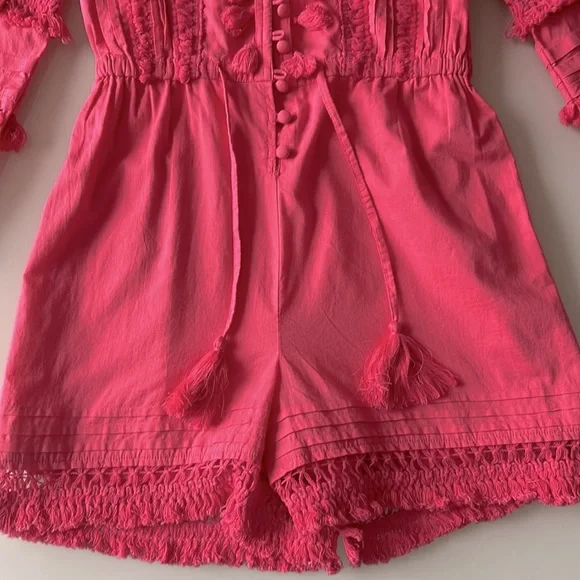 Intermix Women's Pink June Tassel 100% Cotton Romper Sz 0 - Picture 4 of 11